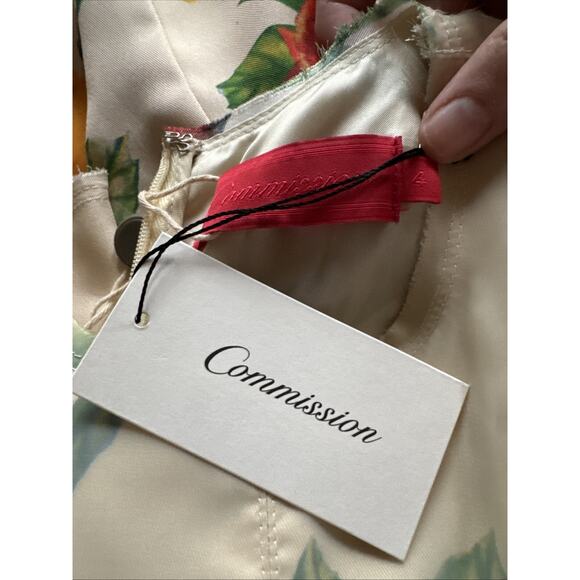 Commission Cold Shoulder Sheath Dress Organza Floral Raw Edge Avant Garde Size 4 - Picture 13 of 14